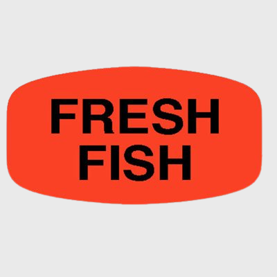 Short Oval Label Fresh Fish - 1,000/Roll