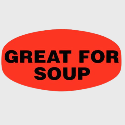 Short Oval Label Great for Soup - 1,000/Roll