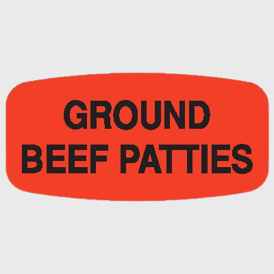 Short Oval Label Ground Beef Patties - 1,000/Roll