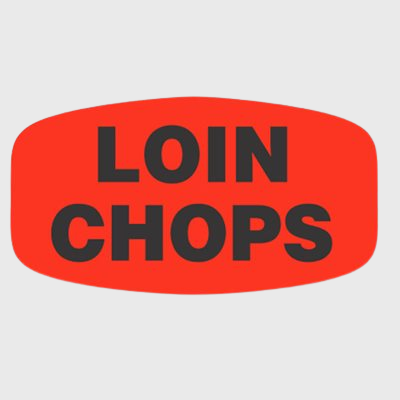 Short Oval Label Loin Chops - 1,000/Roll