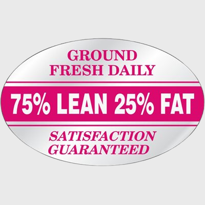 Nutritional Grind Label 75% Lean 25% Fat-Ground Fresh - 500/Roll