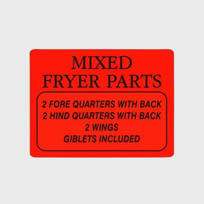Meat And Seafood Label Mixed Fryer Parts (2 / 2 / 2) - 1,000/Roll
