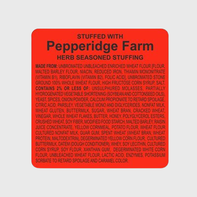 Specialty Meat Label Pepperidge Farm Stuffed With - 500/Roll