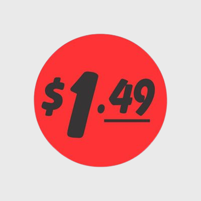 Coupon And Discount Label $1.49 Bullseye - 1,000/Roll