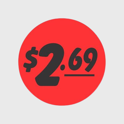 Coupon And Discount Label $2.69 Bullseye - 1,000/Roll