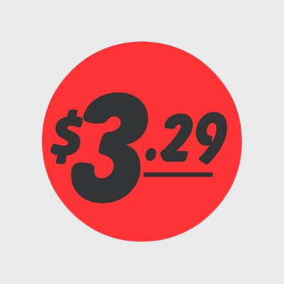 Coupon And Discount Label $3.29 Bullseye - 1,000/Roll