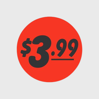 Coupon And Discount Label $3.99 Bullseye - 1,000/Roll