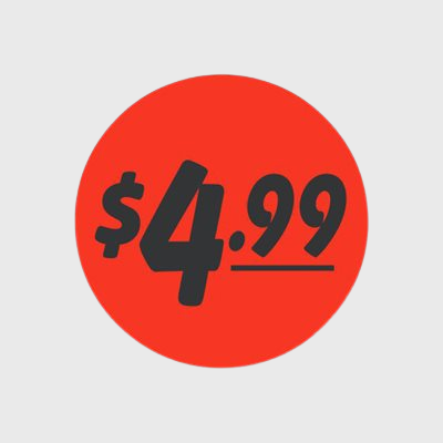 Coupon And Discount Label $4.99 Bullseye - 1,000/Roll