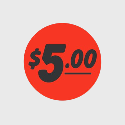 Coupon And Discount Label $5.00 Bullseye - 1,000/Roll