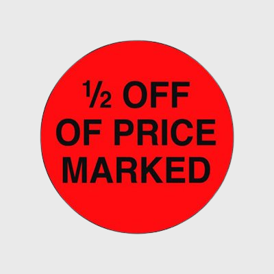 Coupon And Discount Label 1 / 2 Off Price Marked - 1,000/Roll