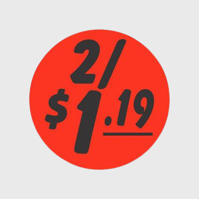 Coupon And Discount Label 2 / $1.19 Bullseye - 1,000/Roll