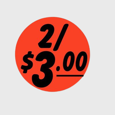 Coupon And Discount Label 2 / $3.00 Bullseye - 1,000/Roll