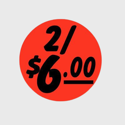 Coupon And Discount Label 2 / $6.00 Bullseye - 1,000/Roll