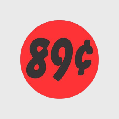 Coupon And Discount Label 89¢ Bullseye - 1,000/Roll