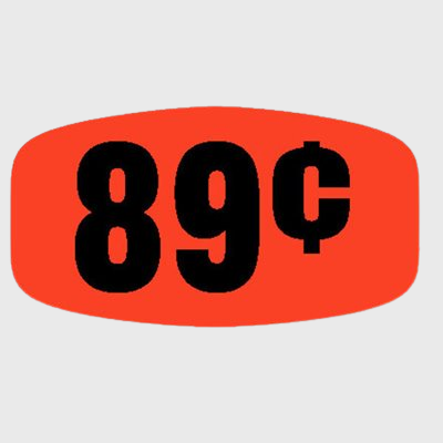 Pricing Label 89¢ - 1,000/Roll