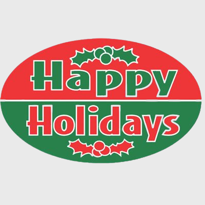 Seasonal Label Happy Holidays With Holly - 500/Roll