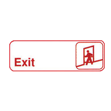 "Exit" Information Sign With Symbol Red & White 9" W x 3" H
