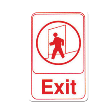 "Exit" Information Sign with Symbol Red & White 6" W x 9" H