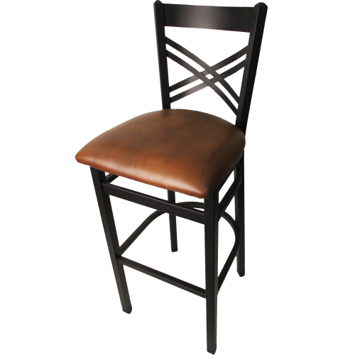Oak Street Cross Back Bar Stool 43"H x 16"W x 16.38"H Black Steel Frame With Non-Marring Poly Glides