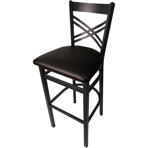 Oak Street Cross Back Bar Stool 43"H x 16"W x 16.38"H Black Steel Frame With Non-Marring Poly Glides