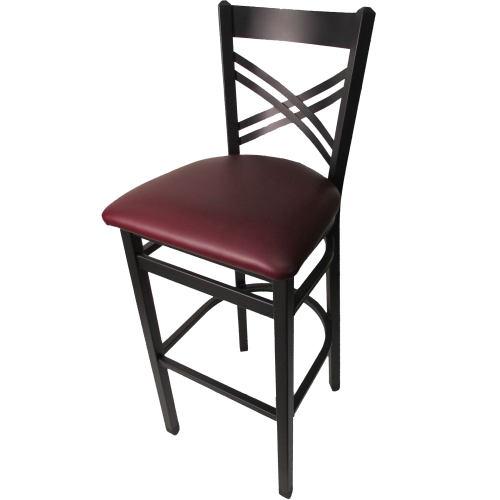 Oak Street Cross Back Bar Stool 43"H x 16"W x 16.38"H Black Steel Frame With Non-Marring Poly Glides