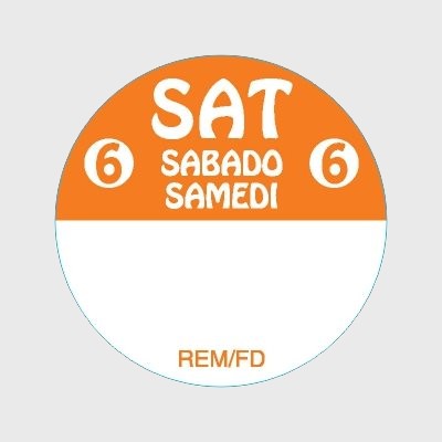 Regular Removable Label Saturday Sabado Samedi - 2,000/Roll