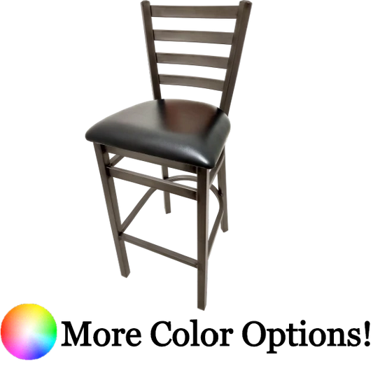 Oak Street Ladder Back Bar Stool 42.38"H x 15.88"W x 15.69"D Brushed Nickel Finish Steel Frame With Non-Marring Nylon Glides