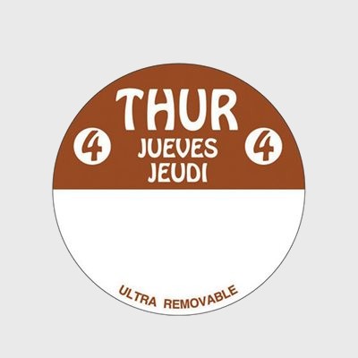 Ultra Removable Label Day Of The Week Thur 4 Jueves Jeudi - 500/Roll