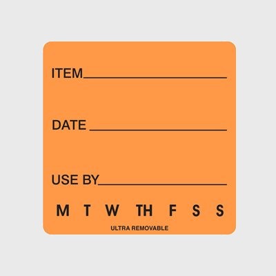 Ultra Removable Label 7 Day Item Date Use By - 250/Roll