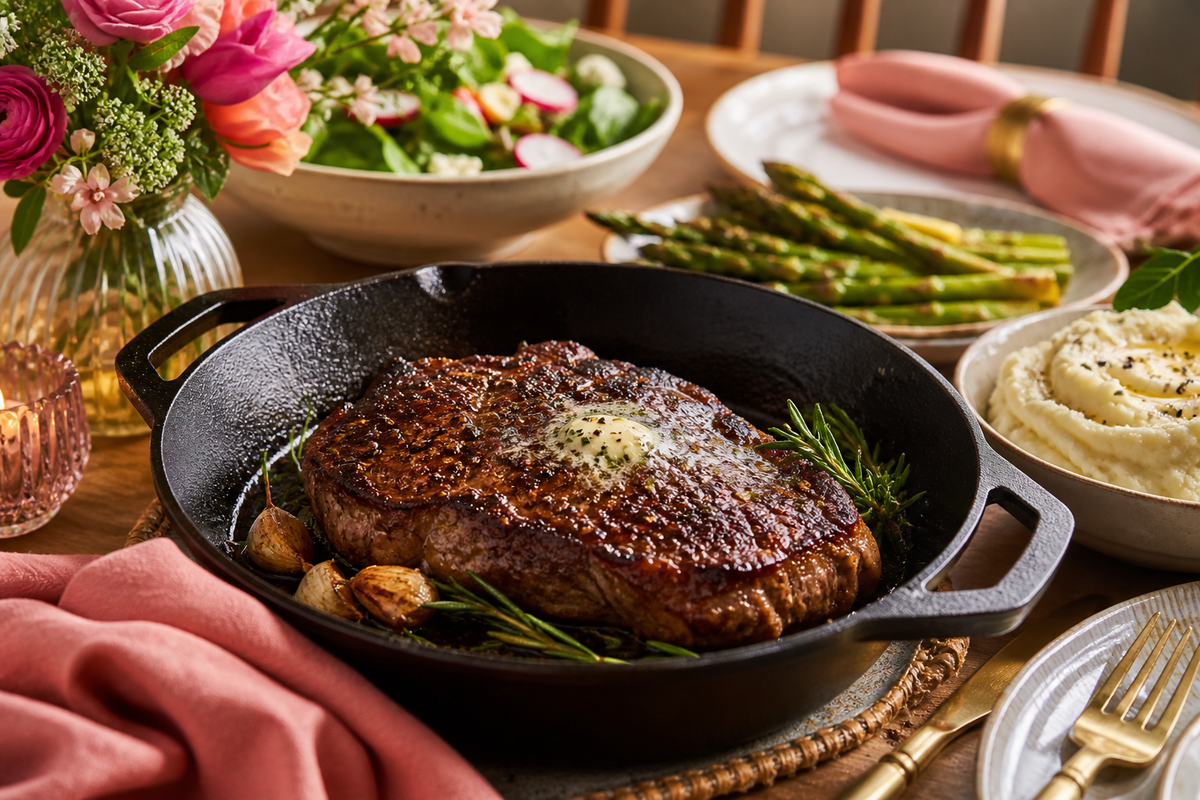 Mother’s Day Cast Iron Steak: A Simple Steakhouse Dinner at Home
