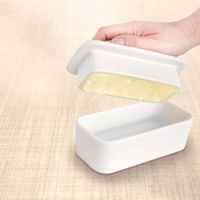 HIC White Ceramic Butter Keeper 6.5" x 3" x 3" 00537