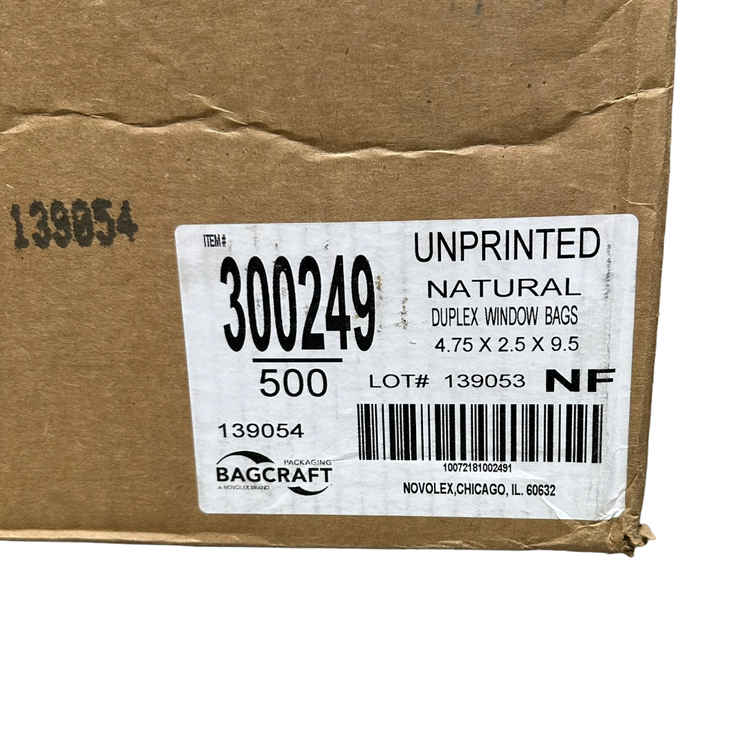 Bagcraft EcoCraft 300249 1 lb. Stand-Up Window Bags with Tin-Tie Closure 500/Case