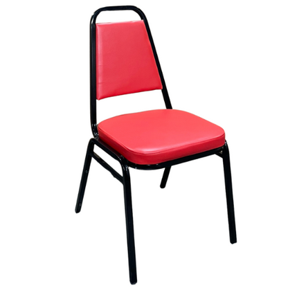 Oak Street Mfg. Stacking Chair With Black Vinyl Back & Seat SL2082-BLK