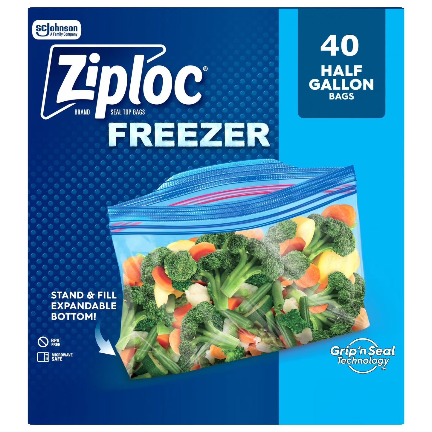 Ziploc Half Gallon Clear Freezer Bag 40 Count