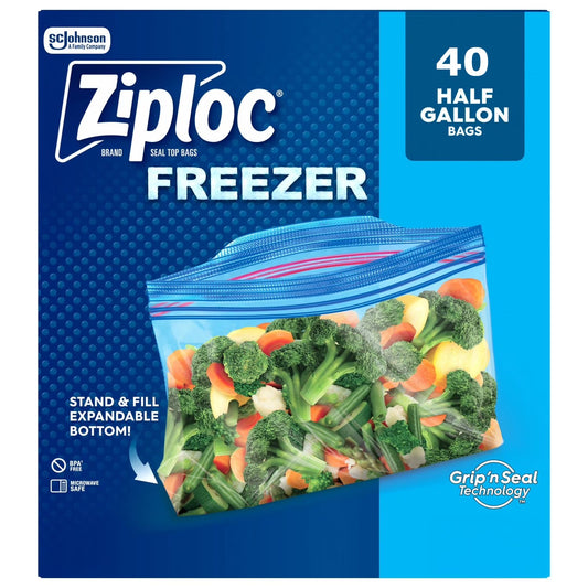 Ziploc Half Gallon Clear Freezer Bag 40 Count