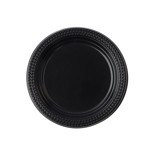 Fineline ReForm One Compartment Polypropylene Plate Black 7" 17RP07PP.BK - 100/Pack