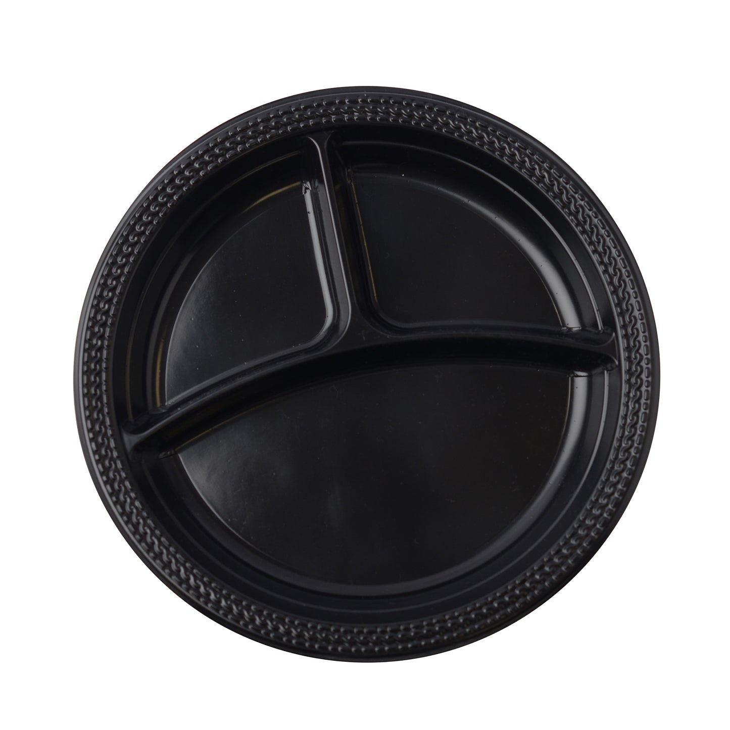 Fineline ReForm Three Compartment Polypropylene Plate Black 9 3/4" 17RP10S3PP.BK - 400/Case