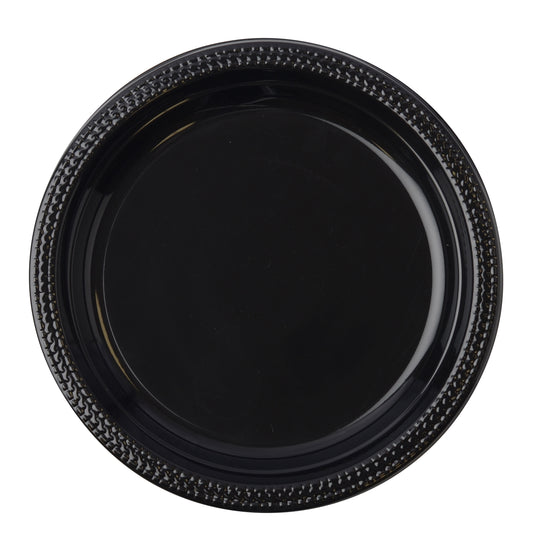 Fineline ReForm One Compartment Polypropylene Plate Black 9 3/4" 17RP10PP.BK - 100/Pack