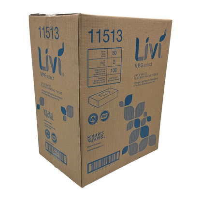 Livi 11513 VPG Select 2-Ply Embossed Facial Tissue, 8.37" x 8.07" (30/Case)