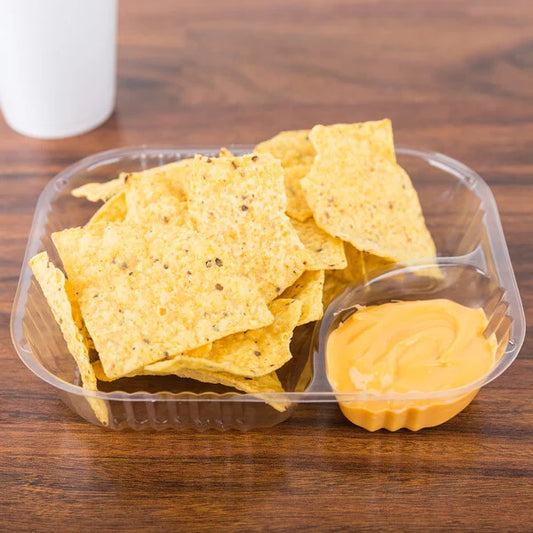 Dart Mfg. 2 Compartment Large Clear Plastic Nacho Tray - 500/Case