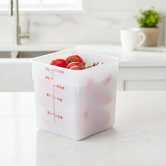 Cambro Polyethylene Square White Food Storage Container 8 Qt. 8SFSP148