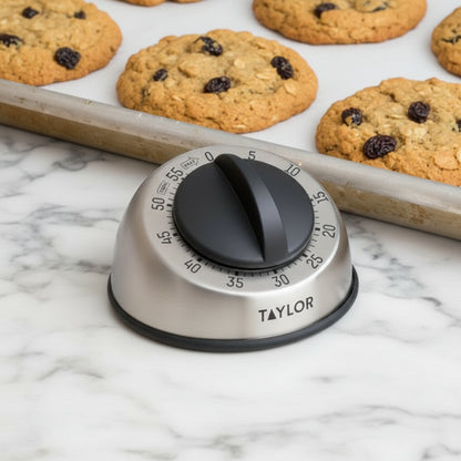 Taylor 5830 60-Minute Stainless Steel Mechanical Timer with Slip-Proof Base