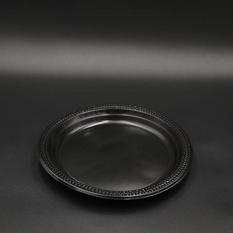 Fineline 1 Compartment Plate Plastic Black 10.25" - 100/Pack