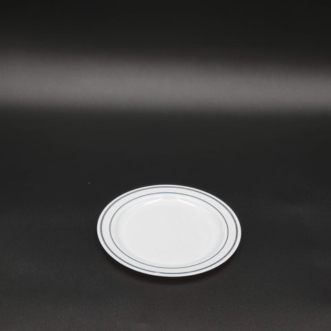 White Plastic Plate With Silver Bands 6" - 15/Pack