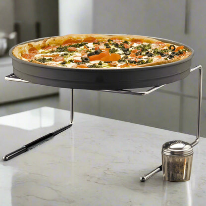 American Metalcraft BUS312 12" x 12" x 7" Universal Black Pizza Stand