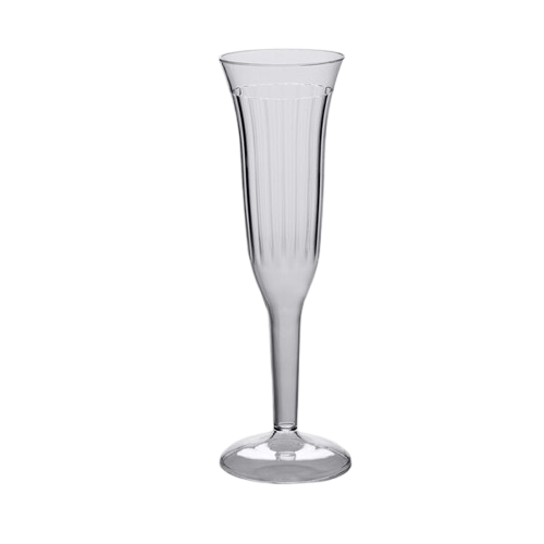 Heavy Weight Clear 1-Piece Plastic Champagne Flute 5 oz. - 96/Case