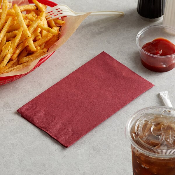 Dinner Napkin 2-Ply Burgundy 15" x 17" - 1000/Case