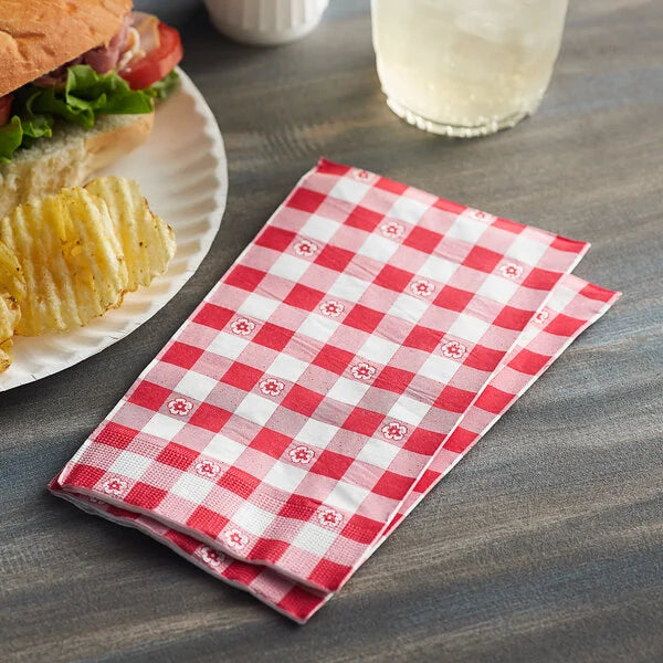 Dinner Napkin 2-Ply Red Gingham 15" x 17" - 125/Pack