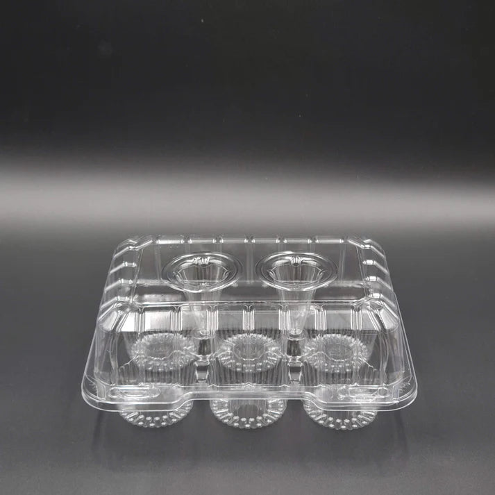 DFI Clear Hinged Muffin Container 6 Count LBH-6656