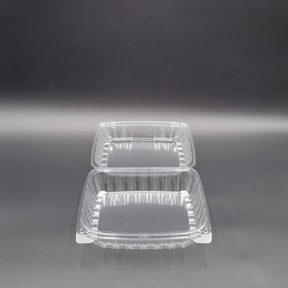 Dart Mfg. Medium Clear Hinged Plastic Container 8" x 8" x 3" C90PST1 - 125/Pack